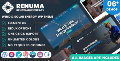 Renuma - Wind & Solar Energy WordPress Theme Satın Al! Sınırsız alan adında kullanabilirsiniz. Ömür boyu ücretsiz güncelleme! GPL orijinal Lisans. Wordpress temaları